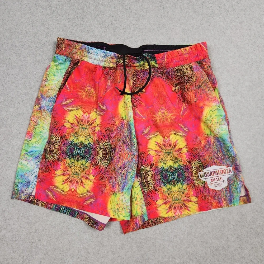 Born Primitive Shorts Mens Medium Red Psychedelic Print Athletic Stretch Workout